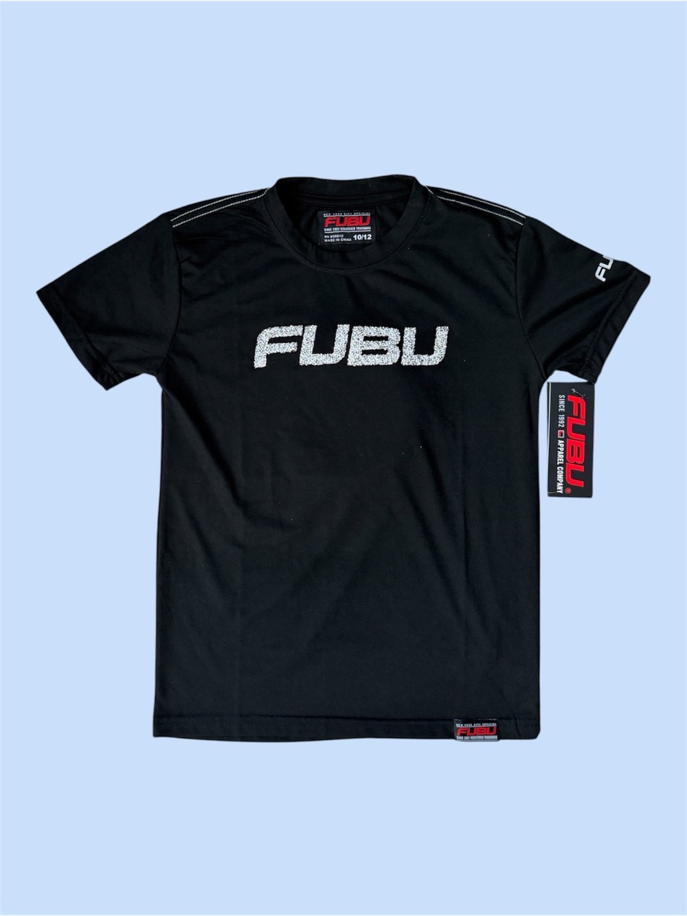 FUBU Black Short Sleeve Crewneck T-Shirt with Silver Logo